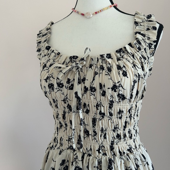 Floral Smocked Midi Dress with Ruffle Straps - Picture 5 of 12